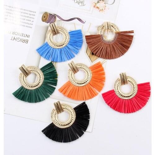 Fashion Creative Personality Metal Earrings Beautiful Simple Lafite-grass Tassels Earrings Womens Engagement Wedding Jewelry