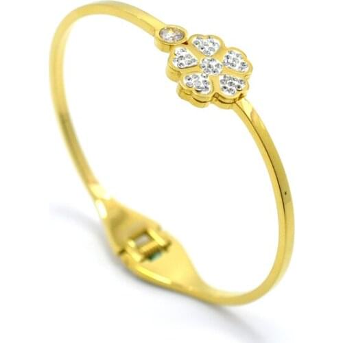 Luxury Brand Flower Charm Bracelet & Bangles for Women Jewelry Stainless Steel Bangle Gold Sliver Vintage Bijou Accessory
