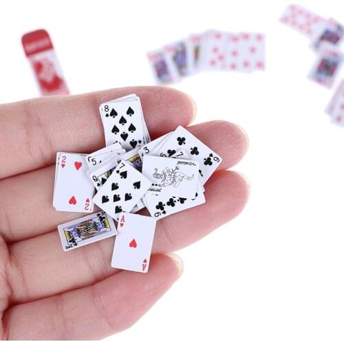 1 Set 1:12 Cute Miniature Doll house Cute Mini Poker Playing Cards For Mini Cute Poker Doll Accessorie Doll Toys Decoration