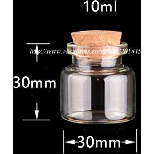 1Pc/Lot Clear Empty Glass Bottles With Cork DIY Transparent containers of small pieces and essential oil 30mm 10ml 15ml 20ml