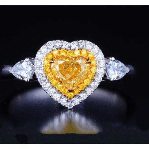 2021 new design 925 Sterling Silver yellow heart shape cubic zircon fashion engagement Ring for Women promise love jewelry R5016