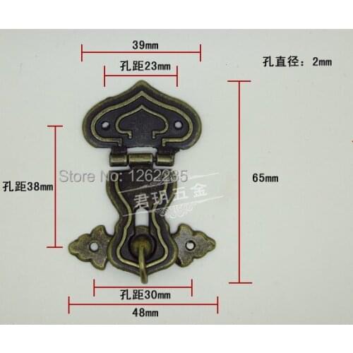 48 * 65mm Antique wooden accessories hasp Alloy gourd lock Crafts Box Buckle Jewelry box buckle Wholesale