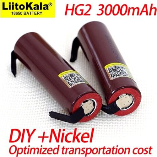 Liitokala HG2 18650 battery 3000mAh HG2 3.6V discharge 20A, dedicated For hg2 batteries + DIY Nickel Power lithium battery