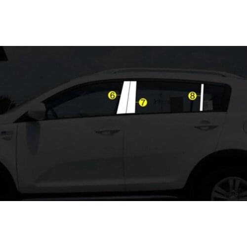 6 PCs/set Stainless Steel central pillar Trim Window Decoration Moldings B C fit for Kia Sportage R 2011 2012 2013 2014 2015