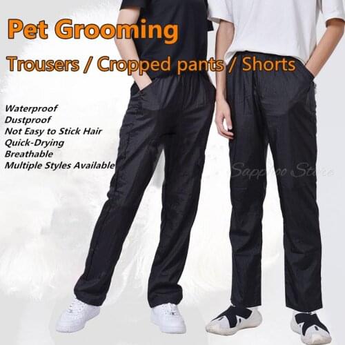 Anti-static Waterproof Pet Groomer Work Clothes Trousers Dog Cat Hairdressing Beauty Work Clothes Cropped Pants Shorts G0704