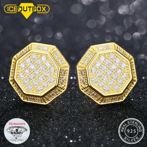 D Color Moissanite Gemstone Stud Earrings For Women 18K Gold Color 100% 925 Sterling Silver Wedding Party Fine Jewelry 2021 Gift