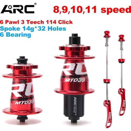 ARC MTB Hubs 6 Bearing Mountain Bike Hub FRONT Rear 10*135mm QR SKEWER 100*15 12*142mm Thru 32 Holes Disc Brake Bicycle Hub PAIR