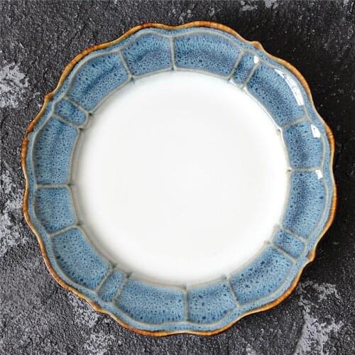 EECAMAIL Retro Creative Personality Peacock Blue Porcelain Western-style Plate Fruit Plate Salad Plate Steak plate Rice Bowl