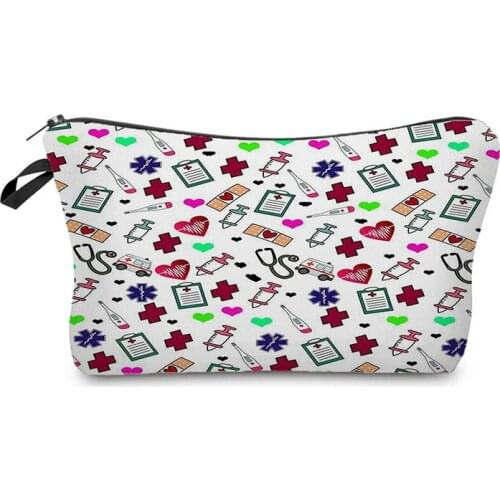 ECG Thermometer Injection Printed Cosmetics Bags Hot Sale Organizer Pencil Case High Quality Makeup Bag Travel Clutch Phone Bag