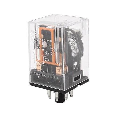 Motor Control 8-Pin DPDT DIN Rail Electromagnetic Relay DC 24V Coil Free Shipping