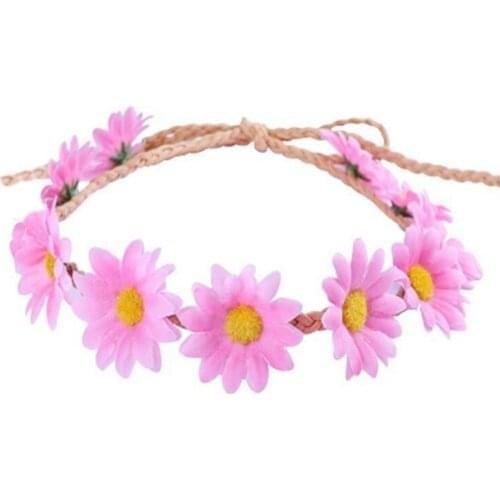 Sunflower Garland Floral Wreath Woven Daisy Headband for Women Female Girls Hat Hair Decorative Accessories Q1QA