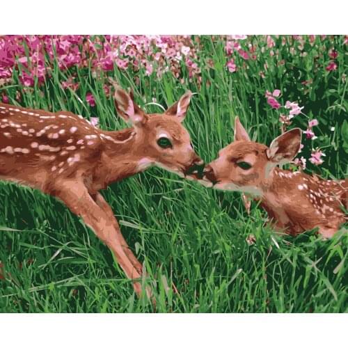 MaHuaf-j440 Lovely wild sika deer painting coloring by numbers new arrival unique gift digital oil painting for living room