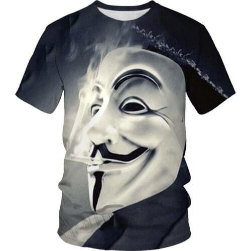 Hot-selling mens fashion in summer 3D printing Funny clown T-shirt. Male and female 0-neck short-sleeved