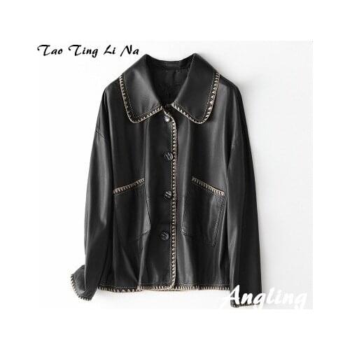 Top brand Women Spring 2020 Genuine Real Sheep Leather Jacket H16 high quality
