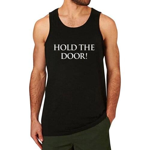 Lyprerazy Mens HOLD THE DOOR Workout Gym Funny Printed Tank Top