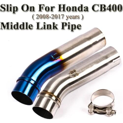 Motorcycle Exhaust Modified Stainless Steel Connection Middle Link Pipe Slip-on For Honda CB400 Without Muffler 2008 To 2017