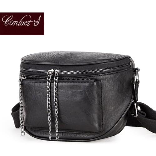 Contacts Fashion Crossbody Bag For Women Genuine Leather Shoulder Bag Semicircle Design Sheep Skin Handbag Female Messenger Bag
