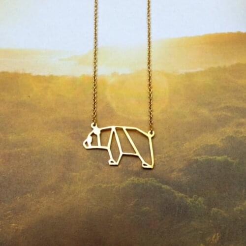 Trendy Gold Color Silver Color Bear Necklace Women Origami Statement Necklace Panda Jewelry Kolye Cs Go Collares