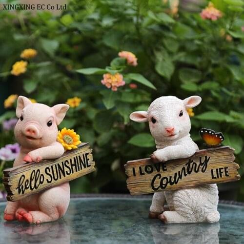 Cartoon Resin Pig Ornaments Creative Small Animal Sculpture Props Outdoor Garden Layout Crafts Home Decoration Accessories