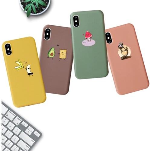 JAMULAR Soft Silicone Case for iPhone X XR XS 11 11Pro MAX 7 8 6 6S Plus 9 SE2020 Avocado bread Matte Solid Color Back Cover