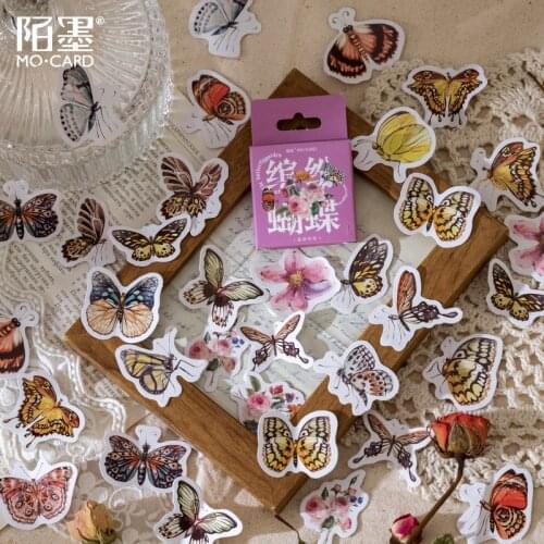 46Pcs/box Butterfly Stickers Creative Cute Mint Diary Journal Decoration Stationery Flakes Scrapbooking DIY Stickers