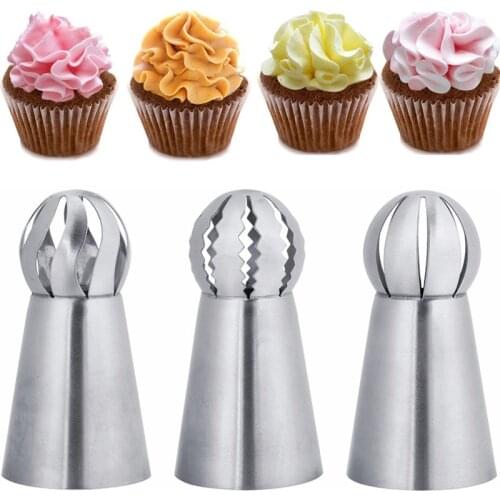 3pcs Icing Nozzles Sets Flower Stainless Steel Icing Piping Nozzles Sets Pastry Nozzles Cupcake Fondant Cake Decorating Tools