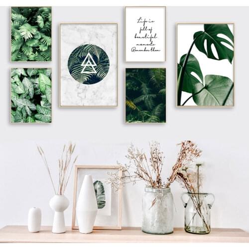 Green Plant Monstera Fern Canvas Wall Painting Art Poster Nordic Botanical Print Scandinavian Picture for Living Room Home Decor