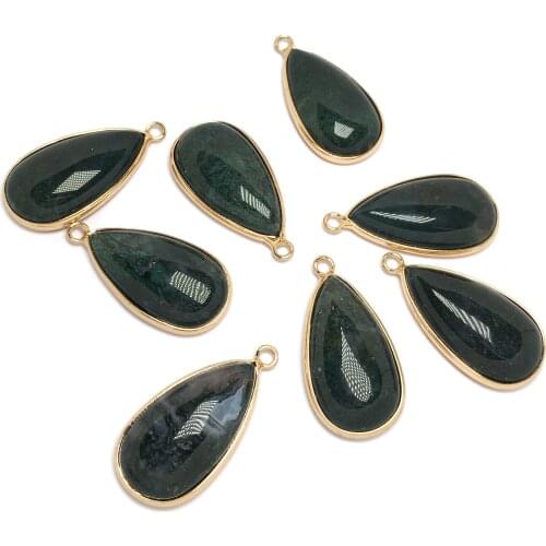 Natural Stone Pendant Water Drop Shape Necklace Charms Pendants for DIY Elegant Necklace Jewelry Making 16x37mm