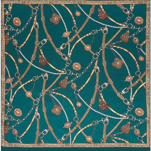 Fashion New 60*60cm Satin Chiffon Small Mulberry Silk Scarf Silk Scarves Women Foulard Flannel Tassel Dark Green Square Scarf