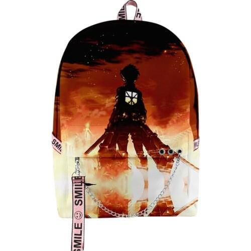 2021 New Casual Attack on Titan backpack Schoolbag Men/Women Shoulder Travel Bag 3D Print Hip Hop Teenage Girls bag