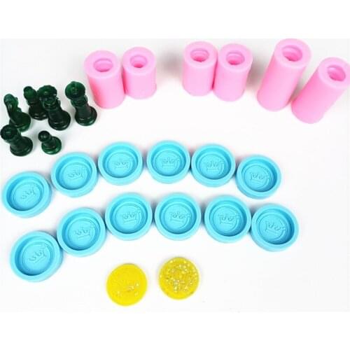 R58E 7Pcs Chess Board Chess Piece Silicone Resin Mold Chess Board Molds Silicone Mold