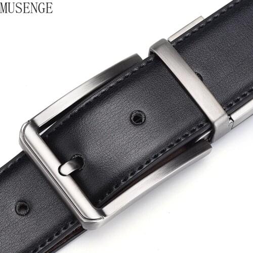 Fashion Mens Belt Jeans Luxury Genuine Leather Trouser Waist Belts Male Designer Reversible Pin Buckle Gift for Men Black New