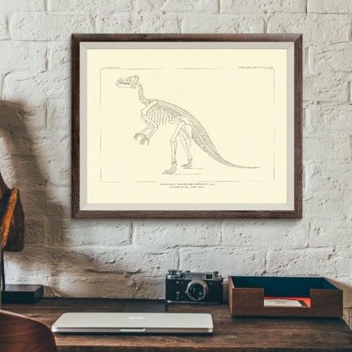 Drawings of Dinosaur Fossil Skeletons From North America Posters and Prints Paleontology Canvas Painting Dinosaurs Bones Picture