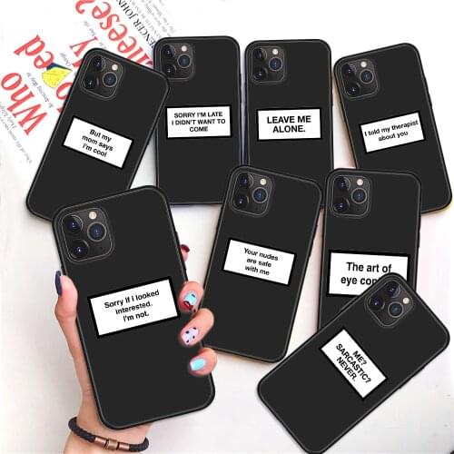 Funny Letters Phone Case for IPhone 6s 7 8 11 12 Mini Plus Pro X XS MAX XR SE Black PC Silicone Fitted Back Phone Covers