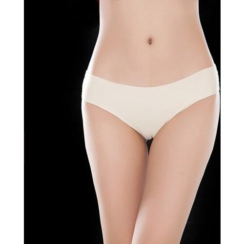 Womens Underwear Traceless Ice Silk Briefs Low Waist Sexy Simple Girls Solid Color Breathable Comfortable Female Lingerie