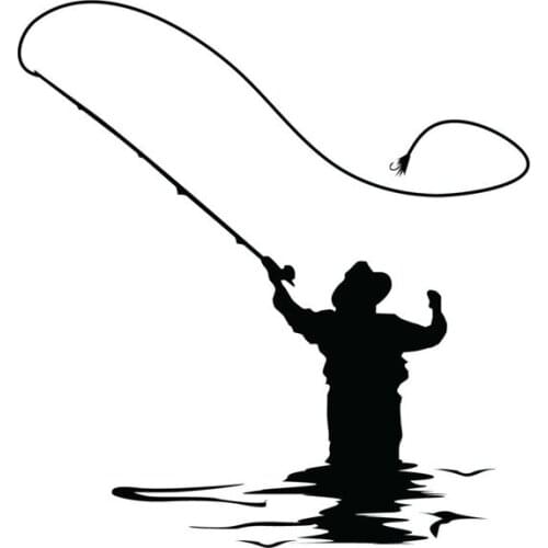 Fun Fishing Car Sticker High Quality Fashion Car Window Decoration Personality Pvc Waterproof Decal Black/white, 13cm*11cm