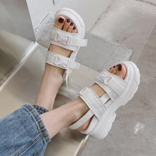 Rimocy Plus Size Summer Platform Sandals Women Open Toe Thick Bottom Wedges Shoes Woman Solid Color Chunky Beach Sandalias Mujer
