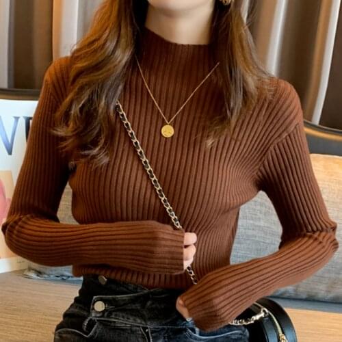 2021 Autumn and Winter Fashion Sweater Women Turtleneck Sweater Korean Lady Jumpers Casual Loose Pullover Soft Warm Tops 16608