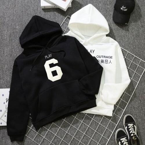 Winter Hoodie Women Number Print Sweatshirt Harajuku Streetwear Plus Velvet Casual Hoody Female Streetwear Clothes Sudaderas