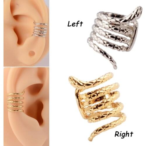 1PC Stainless Steel Painless Snake Ear Clips Helix Cartilage Conch Earrings Adjustable Non Pierced Fake Ear Cuff Earring