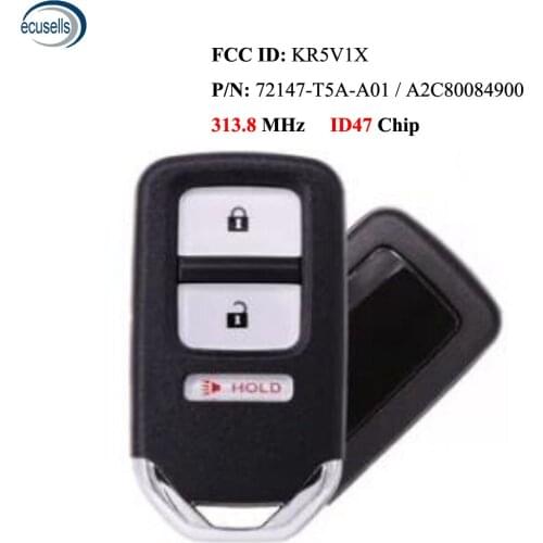 2+1/3 Button Remote Car Key Fob 313.8MHz ID47 for Honda HR-V Crosstour Fit FCC: KR5V1X PN: 72147-T5A-A01 / A2C80084900