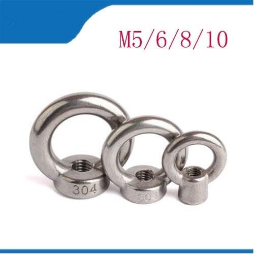 M10 Thread lift free shipping 2Pcs DIN582 M5 M6 M8 M10 304 Stainless Steel Marine Lifting Eye Nut Ring Nut Thread HW108Hex