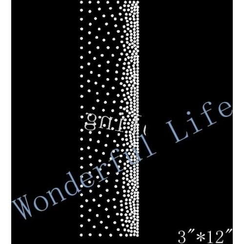 Free shipping 3"*12" strip cheer bow strips for the oppsite side one Rhinestone Iron On Transfer Hot Fix Bling