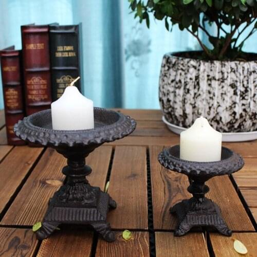 European-style Noble Candlestick Cast Iron Crafts Classical Old Candlestick Wax Holder Retro Home Decoration