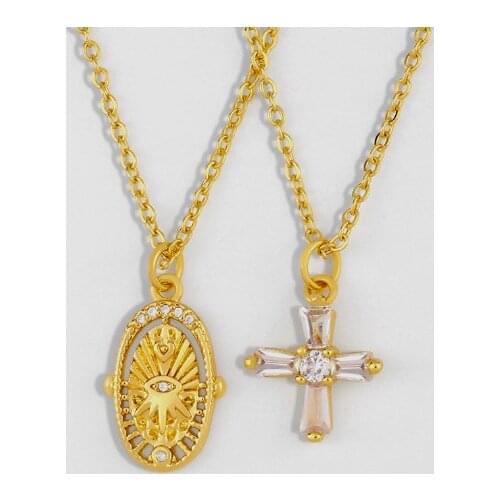 Evil Eye cross multicolor micro pave cz zircon cubic zirconia necklace copper Clavicle gold plated Snake Chain Choker Pendant g2