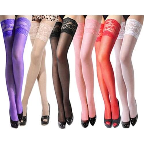 Sexy Lace Thigh High Knee Stockings Women Transparent High Elastic Stockings Nylon Lace Temptation Medias