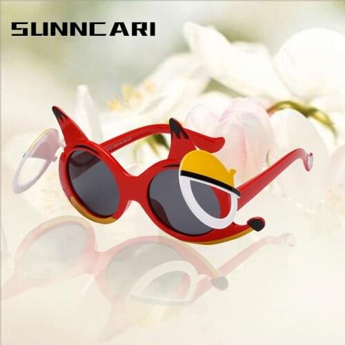 Flip Kids Sunglasses Children Cartoon Fox Shaped Frame Sun glasses For Boys Girls Brand Fahsion Kids Shades Eyewear For Party