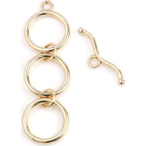 DoreenBeads Handmade Toggle Clasps Circle Ring Gold Color Metal Charms DIY Making Bracelets Necklace Women Jewelry Findings,3Set
