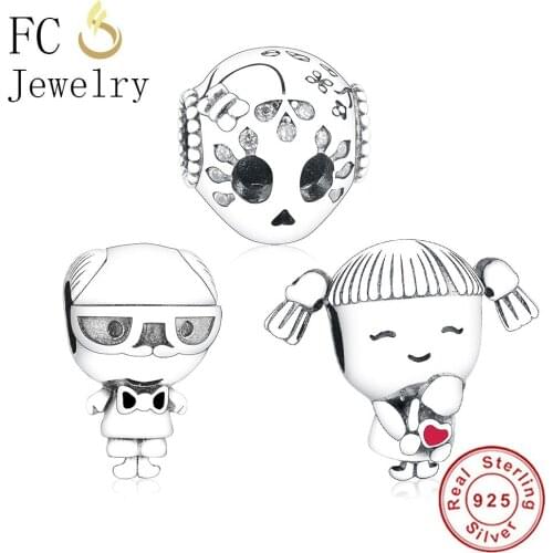 FC Jewelry Fit Original Brand Charm Bracelet 925 Sterling Silver European Grandpa Girl Skull Bead For Making Family Berloque