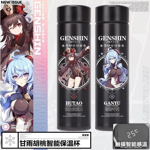 Game Genshin Impact Venti Paimon Klee Diluc Qiqi Keqing Stainless Steel Vacuum Cup Water Bottle Cosplay Xmas Gift Prop Cartoon